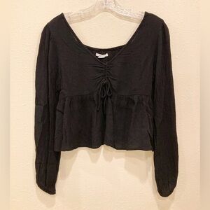 Oneill Carlotta Black Long Sleeve Babydoll Blouse